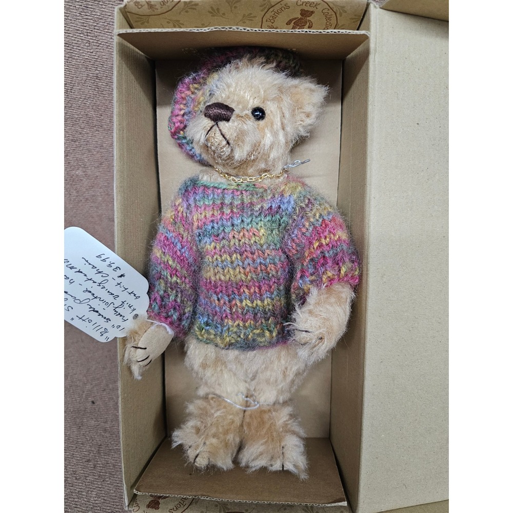 Boyds Bears Elliott Teddy Bear Unisex 10" Tan Multi Mohair Jointed Sweater Beret